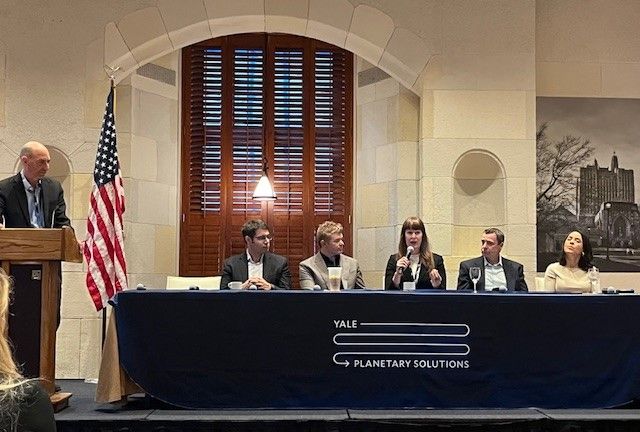Jennie Romer on a Yale Planetary Solutions panel on sustainable chemistries, 2024